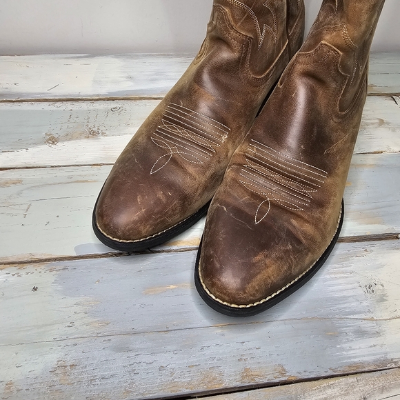 Ariat | Heritage R Toe Westerm Cowgirl Boots In Distressed Brown Size 10 B - Picture 6 of 11